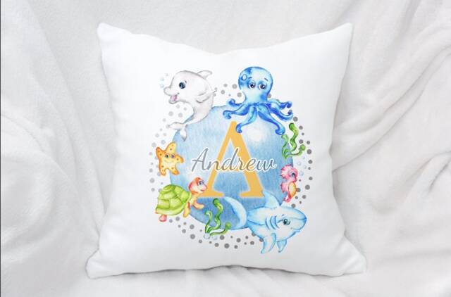 Personalised Under The Sea Cushion Ideal Gift For Kids Bedroom Or New Baby's Nursery - image 1
