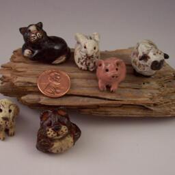 Handmade Miniature Ceramic Teddy Bear, Hand-Painted Box, Original Sculpture - thumbnail 3