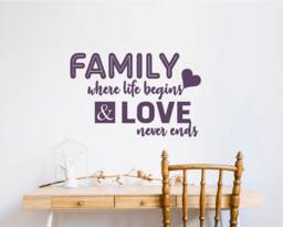 Family Where Life Begins & Love Never Ends Wall Sticker, Stickers, Quotes, Decor, Family Decal
