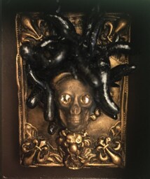 Medusa. Nicho. Hand Made. Wedding, Anniversary, Birthday, Present. Unique. Art. Sculpture. Keepsake. Retablo. Oak