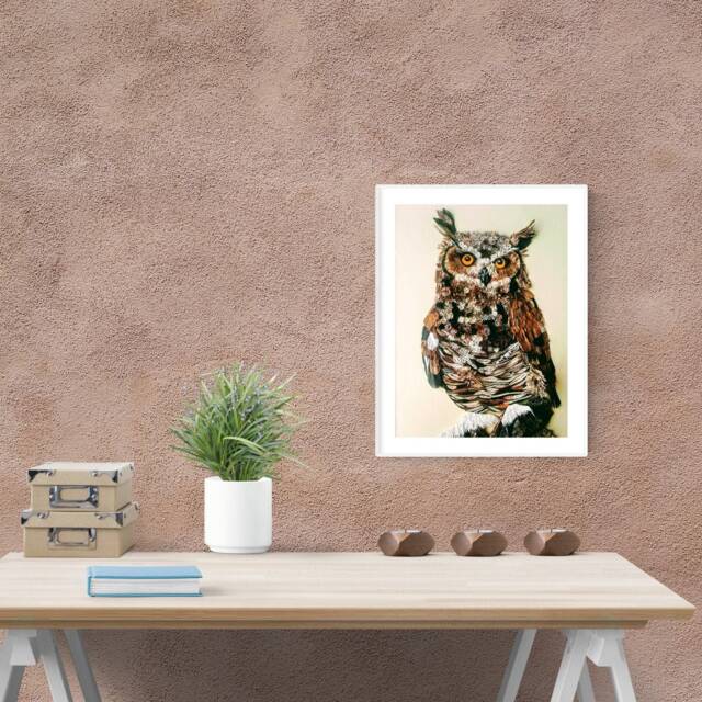 Quilled Paper Owl Wall Art Handmade Fringed Decor - image 1