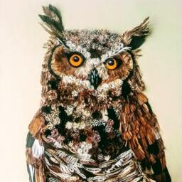 Quilled Paper Owl Wall Art Handmade Fringed Decor - thumbnail 3