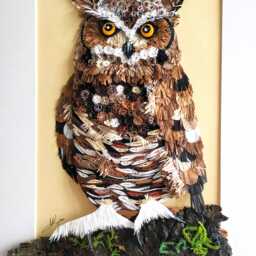 Quilled Paper Owl Wall Art Handmade Fringed Decor - thumbnail 2