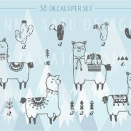 Alpaca & Cactus Decals - Llama Wall Decals, Nursery Decor, Kids Room Art, Animal Stickers - thumbnail 2