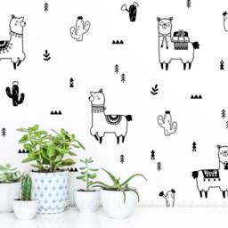 Alpaca & Cactus Decals - Llama Wall Decals, Nursery Decor, Kids Room Art, Animal Stickers - thumbnail 3