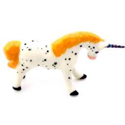 Miniature Ceramic Unicorn Horse Animal Little White Yellow Figurine Tiny Statue Small Decoration Hand Painted Craft Collectible Figure Deco - thumbnail 2