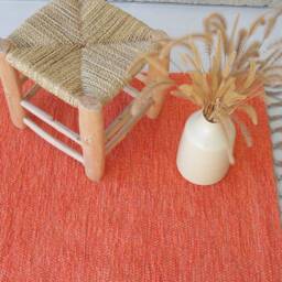 Medium Handwoven Orange Rug 150x100 cm, Bedroom Rug, Kids Nursery Kitchen Bohemian Tapis Orange, Vloerkleed - thumbnail 3