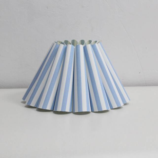 Handmade Light Blue Striped Fabric Lampshade For Home Decor-100# - image 1