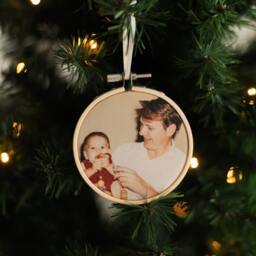 Remembrance Photo Christmas Tree Decoration, Embroidery Hoop, Remembering Loved Ones Ornament - thumbnail 1