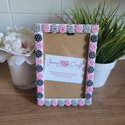 Colourful Round Wooden Button Photo Frame 4 X 6 Inches - thumbnail 2