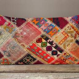 Kilim Pillow Cover/Rug Design Cushion Cover/Aztec Rug Case/Rectangle Aztec Print Lumbar Case/Turkish Carpet Cushions Cover - thumbnail 4