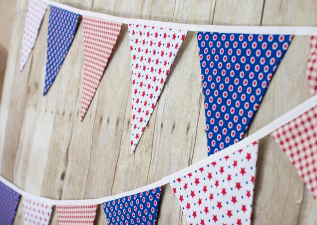 America Red White & Blue Flag - Americana Wall Decor, Fall Fabric Bunting - image 1
