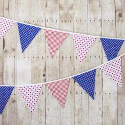 America Red White & Blue Flag - Americana Wall Decor, Fall Fabric Bunting - thumbnail 2