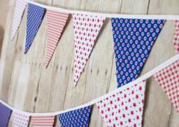 America Red White & Blue Flag - Americana Wall Decor, Fall Fabric Bunting - thumbnail 1