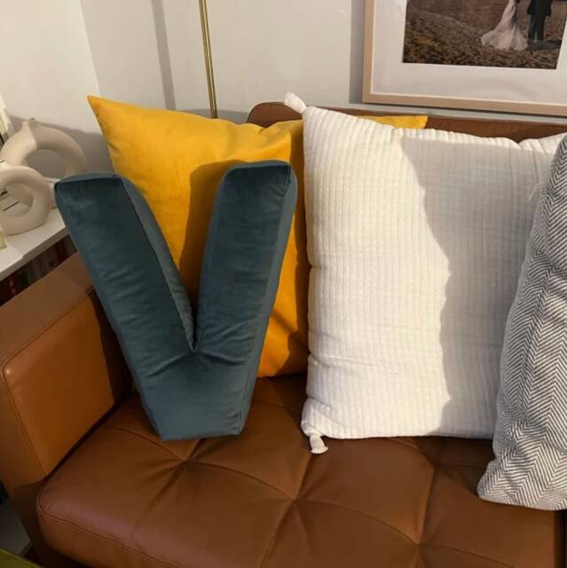 Initial Pillow Cushion Velvet Decorative Nursery Fabric Letters Kids Room Decor - image 1