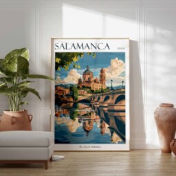 Salamanca Spain Travel Poster City Wall Art, Spanish Decor - thumbnail 2