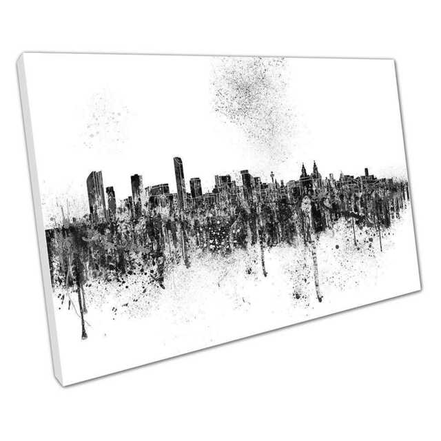 Liverpool Cityscape Wall Art Black & White Painterly Landmarks Print For Home Office Decor - image 1