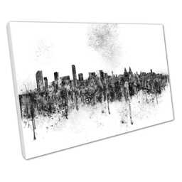 Liverpool Cityscape Wall Art Black & White Painterly Landmarks Print For Home Office Decor - thumbnail 1