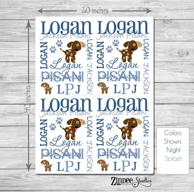 Custom Baby Blanket- Puppy Theme- Personalized Blanket For Boy Or Girl - Receiving Blanket Baby Shower Gift, Swaddle Monogrammed - image 1