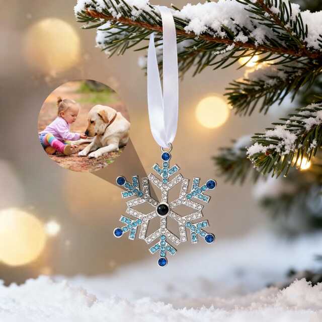 Custom Christmas Photo Ornament, Snowflake Projection Tree Decoration 2025, Holiday Hanging Family Keepsake - image 1