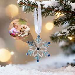 Custom Christmas Photo Ornament, Snowflake Projection Tree Decoration 2025, Holiday Hanging Family Keepsake - thumbnail 1