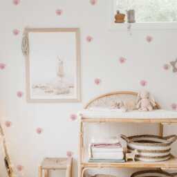 Floral Polka Dots Fabric Wall Stickers. Removable & Reusable - thumbnail 1