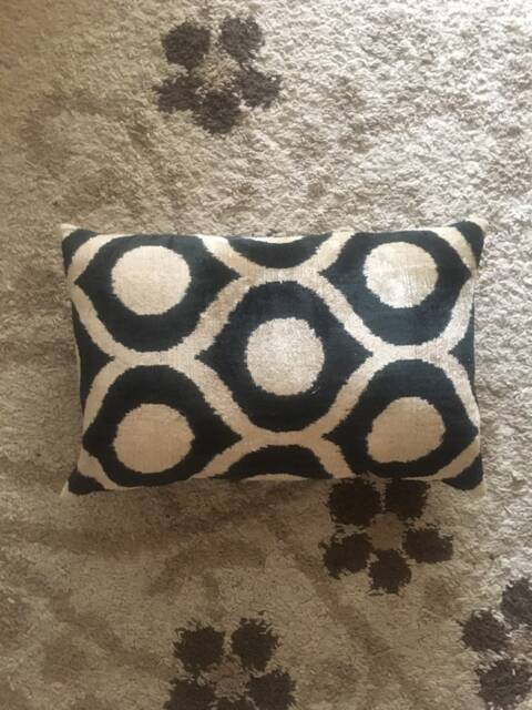 Handwoven Ikat Velvet Pillow Cover Samarkand Silk Cushion - image 1