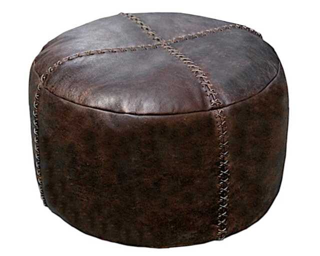 Leather Pouf Vintage Look - image 1