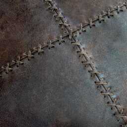 Leather Pouf Vintage Look - thumbnail 2