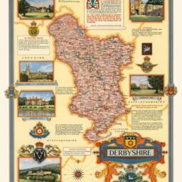 Old Map Of Derbyshire - 1946 Ernest Clegg Melbourne Chatsworth Kedleston Hardwick Haddon Sudbury Halls Tideswell Church - thumbnail 2
