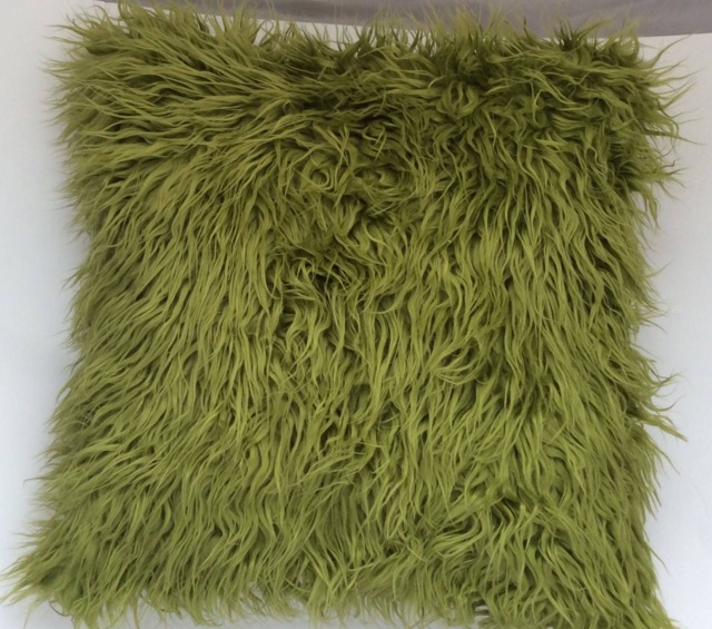 Green Faux Fur Pillow Cover, Chartreuse Green Throw Pillow, Olive Sham, Toss - image 1