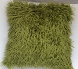 Green Faux Fur Pillow Cover, Chartreuse Green Throw Pillow, Olive Sham, Toss - thumbnail 1