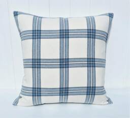 Laura Ashley Dalby Check Cushion Handmade Seaspray Blue Plaid Pillow - thumbnail 1