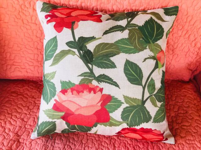 Roses Print, Decorative Pillow Covers, Floral Accent Cover, Home Decor - image 1