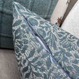 "Countryside Cushion Cover in Teal - Floral Design Pillow 12""x 20" - thumbnail 2