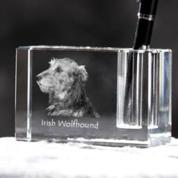 Irish Wolfhound, Crystal Pen Holder With Dog, Souvenir, Decoration, Limited Edition, Collection - thumbnail 2