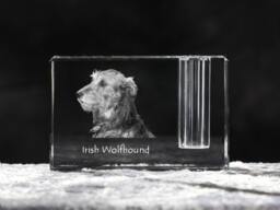Irish Wolfhound, Crystal Pen Holder With Dog, Souvenir, Decoration, Limited Edition, Collection - thumbnail 1