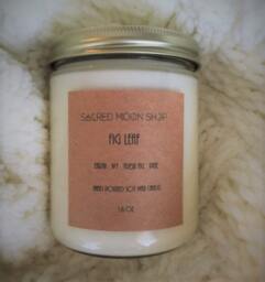 Fig Leaf Vegan Hand Poured Soy Wax Candle // 16 Oz. Reusable Glass Jar With Wooden Wick - thumbnail 3