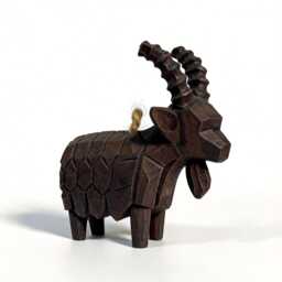Rustic Geometric Wood Goat Figurine - Hand Carved Mountain Ibex Statue Farmhouse Shelf Decor Unique Wooden Animal Lover Gift - thumbnail 2