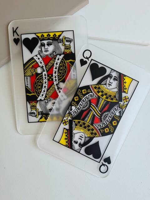 King Queen Playing Card Wall Decor Hand Painted Of Hearts Home Game Art Piece Poker Casino His & Hers - image 1