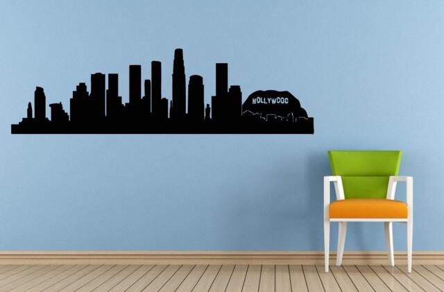 Hollywood Sign Word California Hills La Los Angeles Ca Mountains Skyline City View Wall Decal Vinyl Sticker Mural Room Decor L1682 - image 1