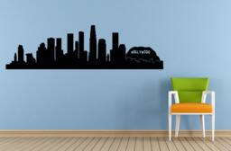 Hollywood Sign Word California Hills La Los Angeles Ca Mountains Skyline City View Wall Decal Vinyl Sticker Mural Room Decor L1682 - thumbnail 1