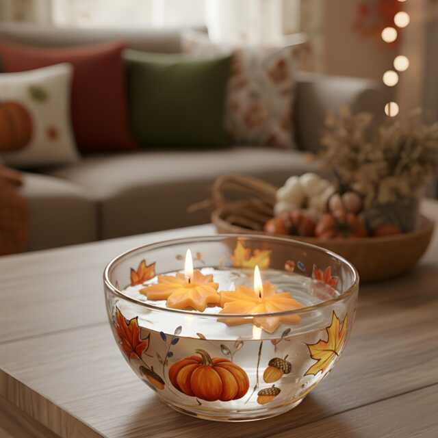 Maple Leaf Floating Beeswax Candles Handmade Autumn Decor Birdbath Centerpiece Harvest Wedding Gift Set - image 1