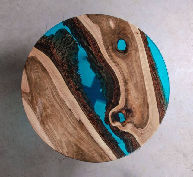 Live Edge Coffee Table, Epoxy Resin Table, Walnut Live Edge River Coffee Table - image 1