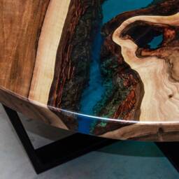 Live Edge Coffee Table, Epoxy Resin Table, Walnut Live Edge River Coffee Table - thumbnail 4