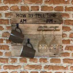 How To Tell The Time Am Pm - Coffee & Wine Plaque, Wall Art, Dining Room Kitchen Art - thumbnail 3