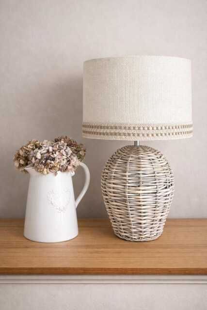 Hessian Lampshade Or Ceiling Ivory Cream With Jute Trim - image 1