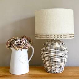 Hessian Lampshade Or Ceiling Ivory Cream With Jute Trim - thumbnail 2