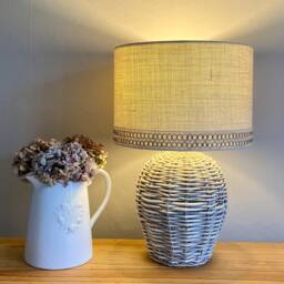 Hessian Lampshade Or Ceiling Ivory Cream With Jute Trim - thumbnail 3