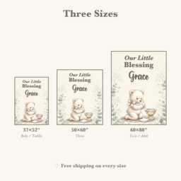 Personalized Baptism Blanket, Godchild Keepsake Gift From Godparents, Custom Name Teddy Bear Christening Our Little Blessing - thumbnail 4